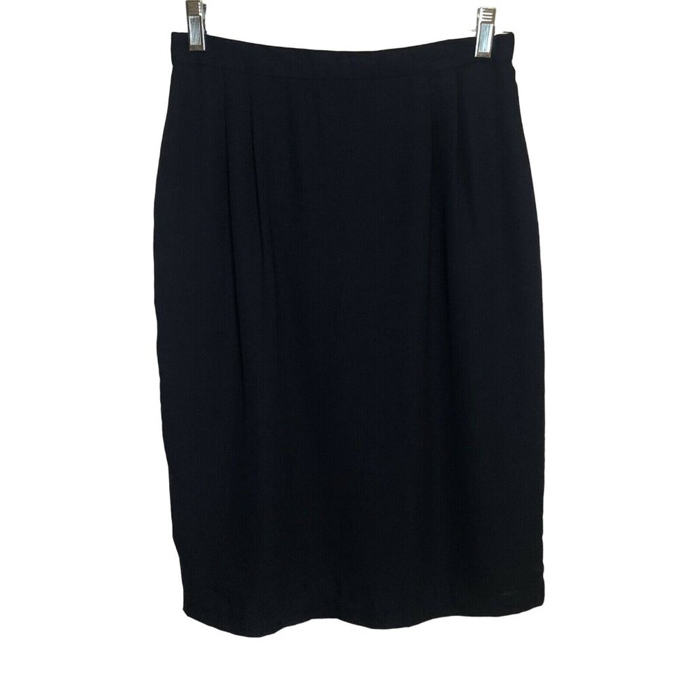 Navy Polyester Pencil Skirt Womens Size 10 Vintage 80s